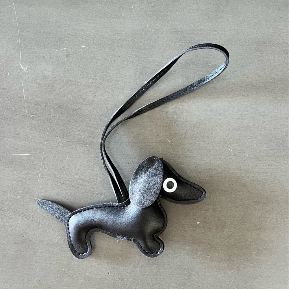 Black Brown Dog 4.5” Faux Leather Bag Purse Charm Accessory Puppy Weiner Poodle